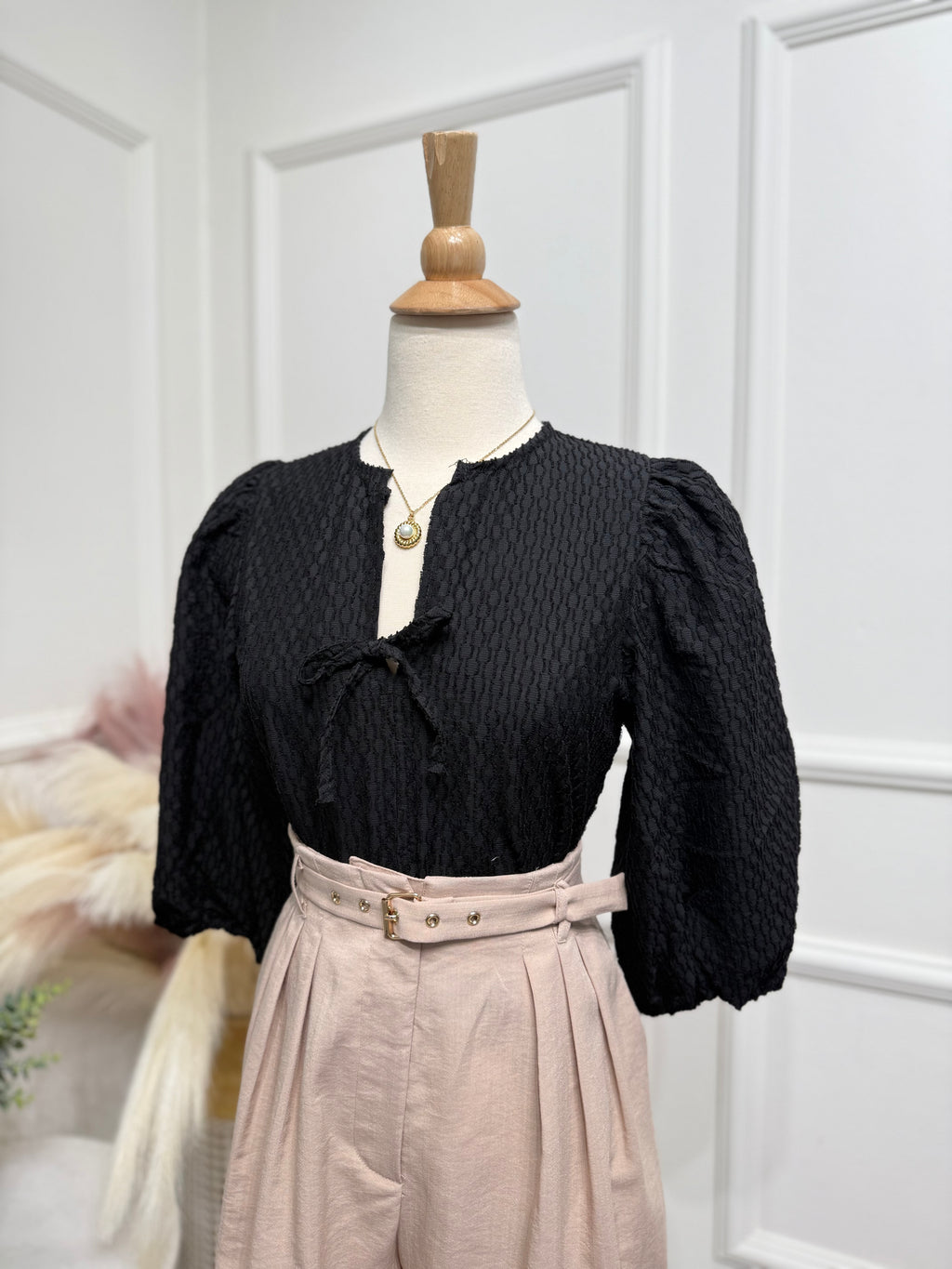 Long Sleeve Black Blouse