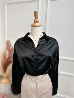 Black satin blouse