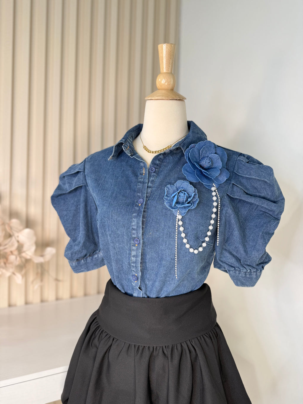 Denim flower blouse