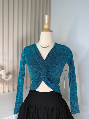 Blue glitter long sleeve top