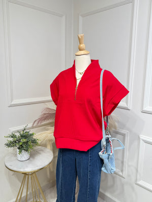 Red oversized top