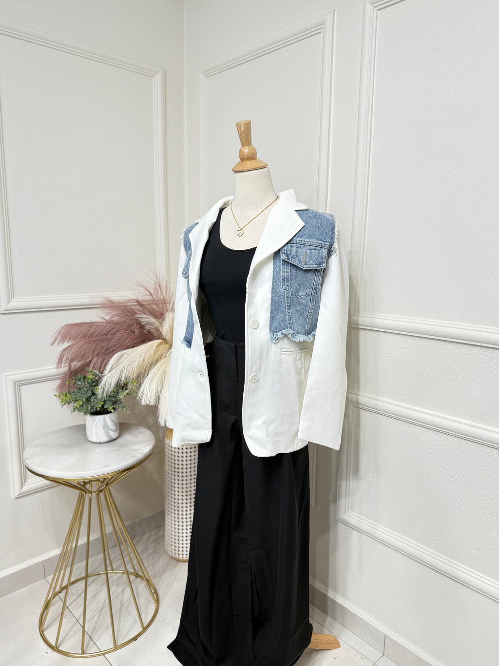 White denim blazer