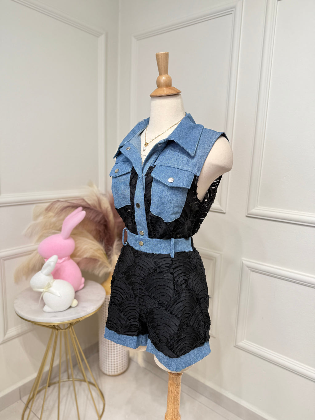 Black denim set