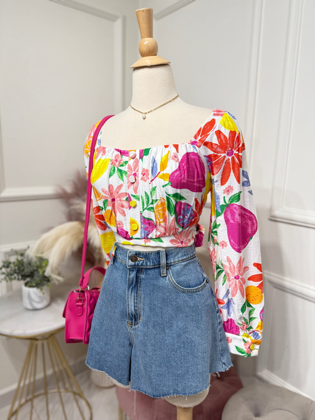 White tropical top