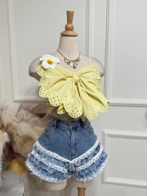 Denim Lace Shorts