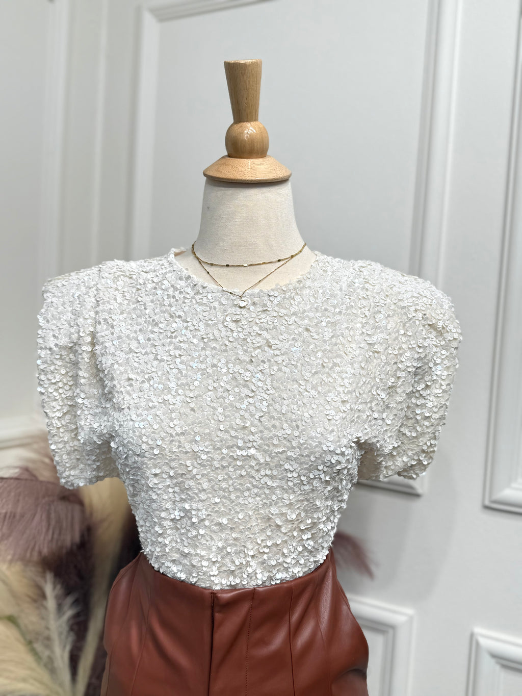 Sequin White Blouse