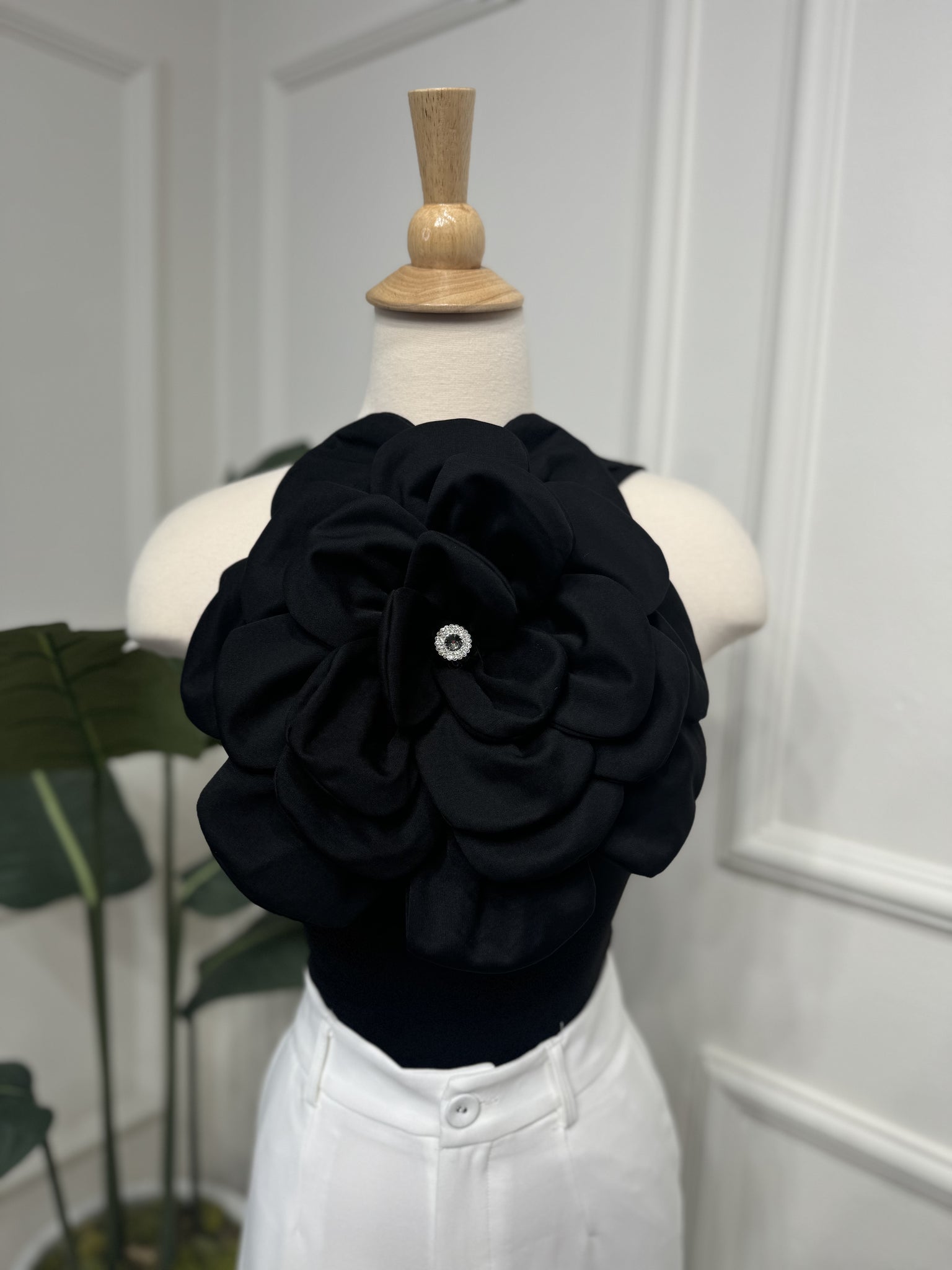 Black flower blouse