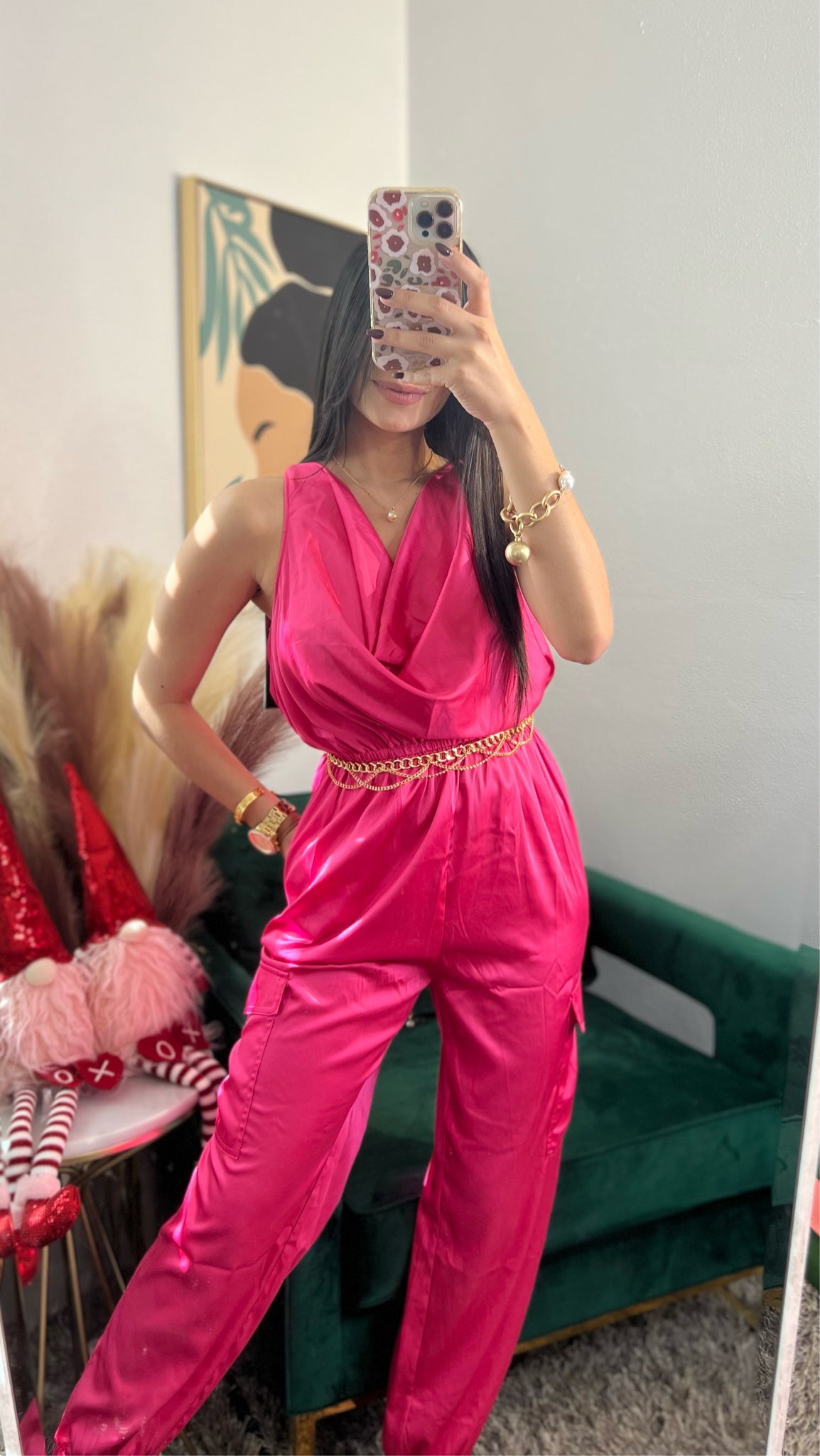 Satin Cargo Jumpsuit